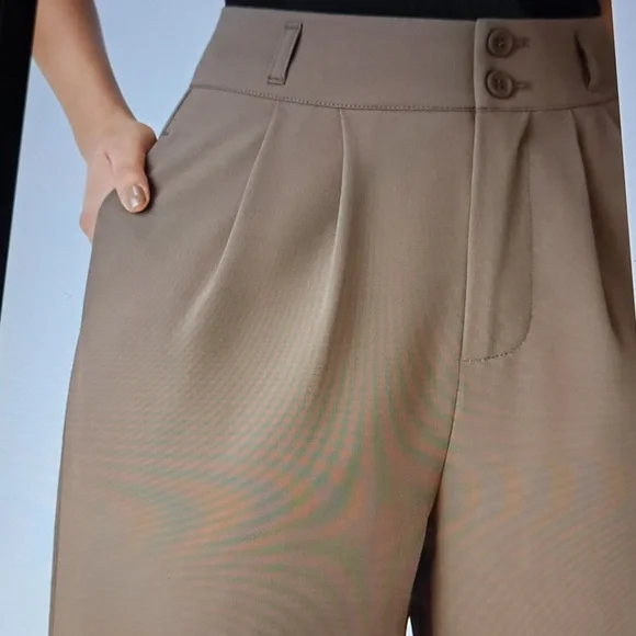 XLARGE.   HALARA SHIRRED BUTTON ZIPPER STRAIGHT LEG PANTS - Picture 3 of 9